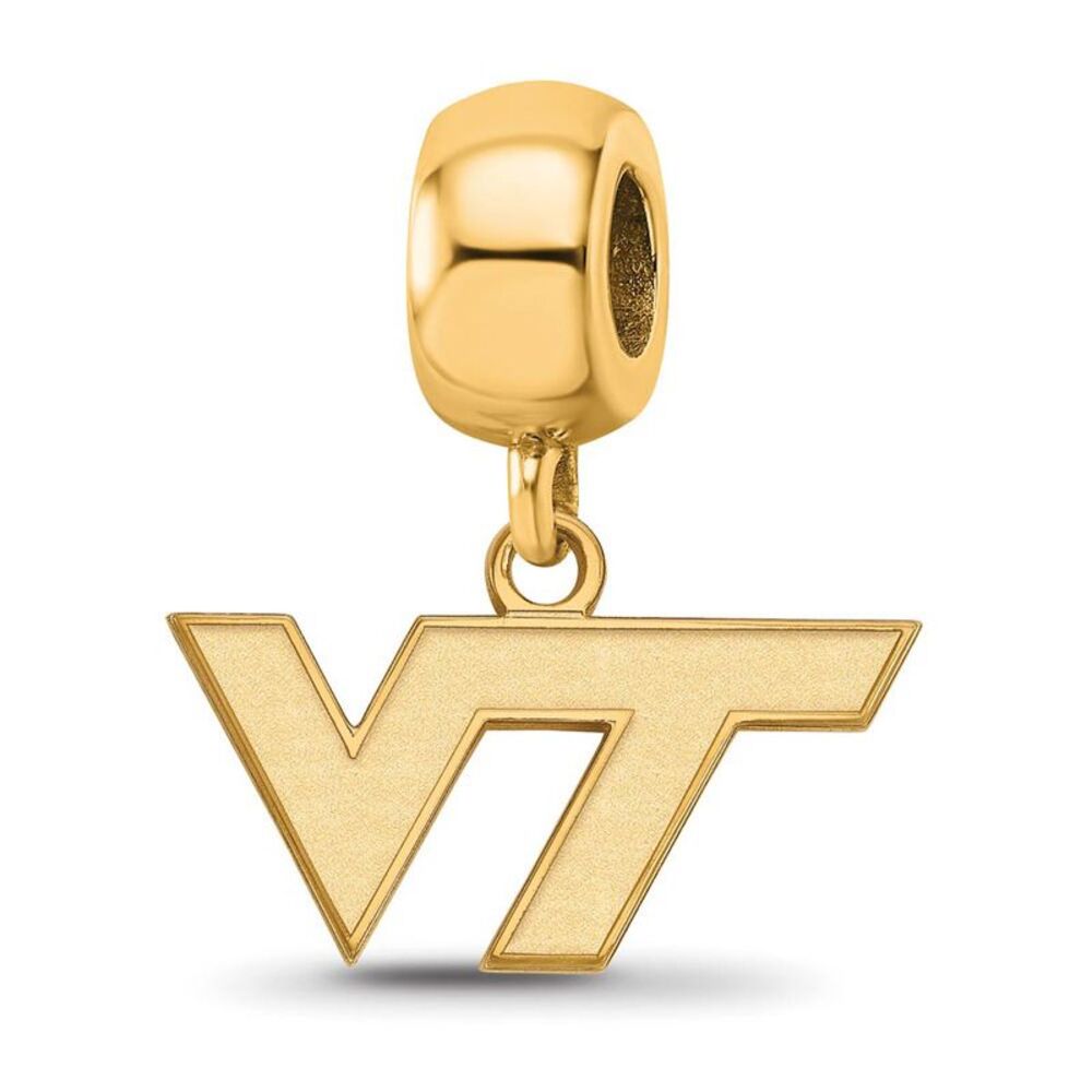 14k Gold Plated Silver Virginia Tech XS Dangle 'VT' Bead Charm